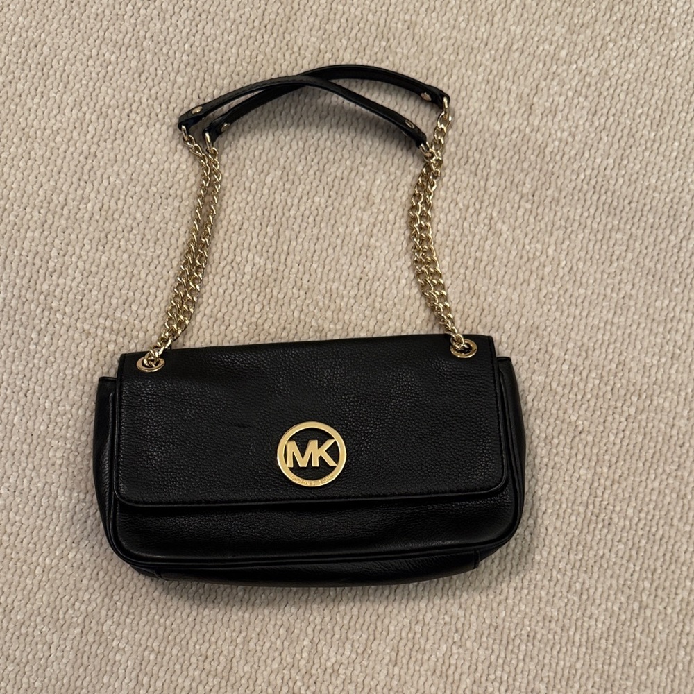 Michael Kors Black Shoulder Bag with Gold Chain